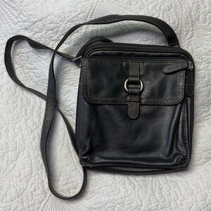Black/Silver Leather Fossil Crossbody Purse